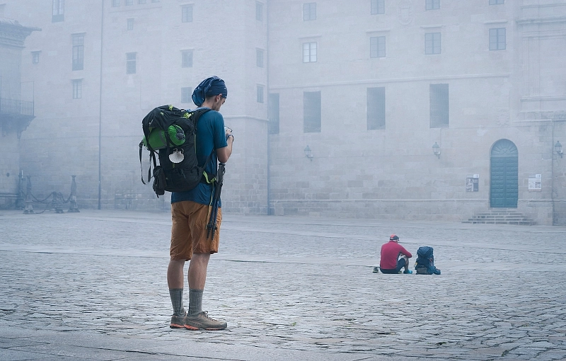 Training before walking the Camino de Santiago.