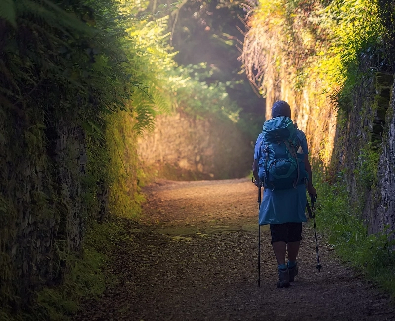 Pilgrim woman on the Camino de Santiago